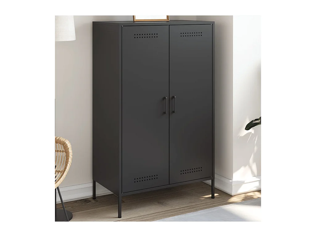 Buffet haut noir 68x39x113 cm acier
