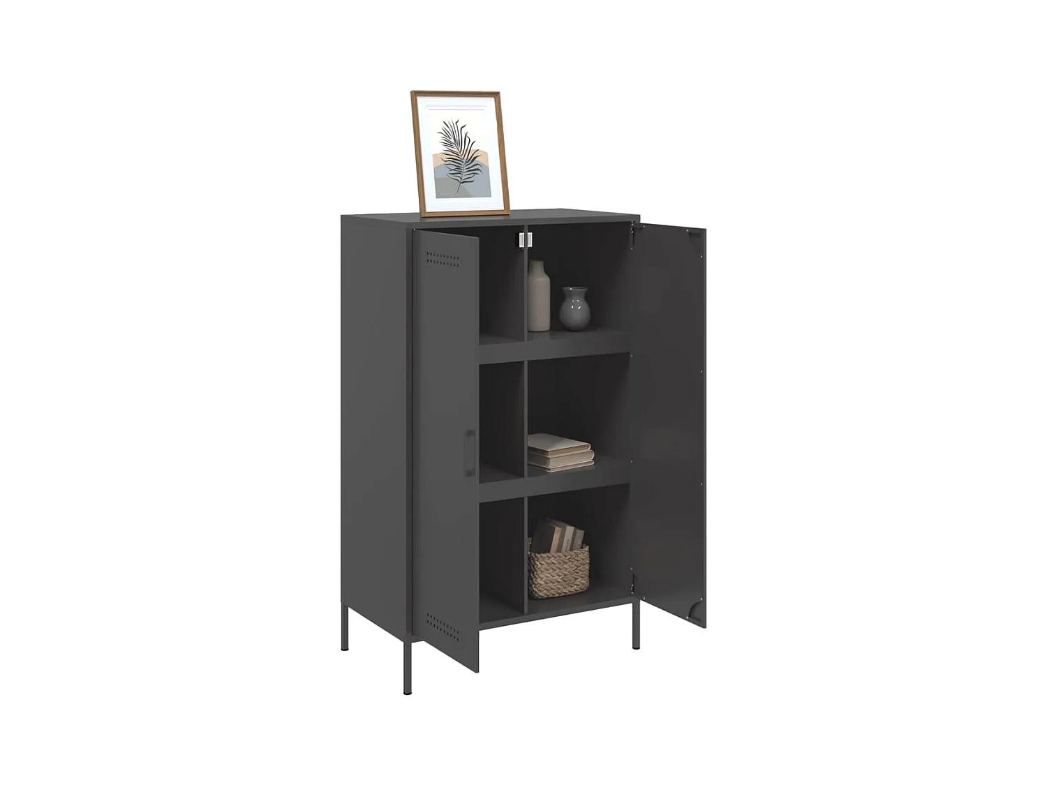 Buffet haut noir 68x39x113 cm acier