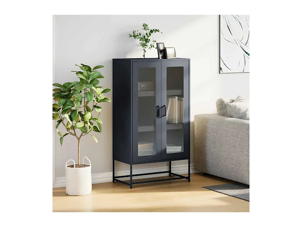 Buffet haut anthracite 68x39x123 cm acier