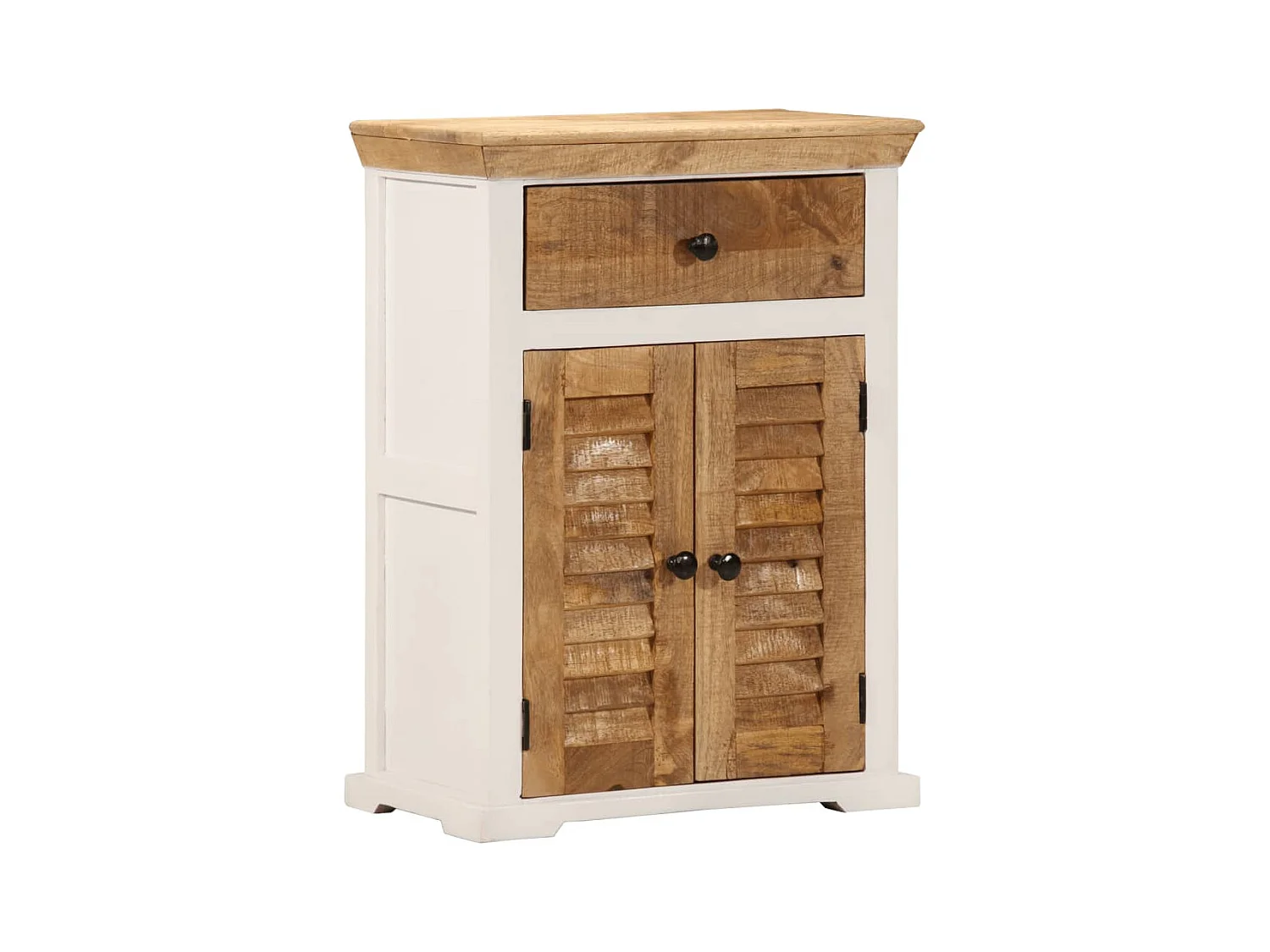 Buffet blanc et marron 55x30x73 cm bois de manguier solide brut
