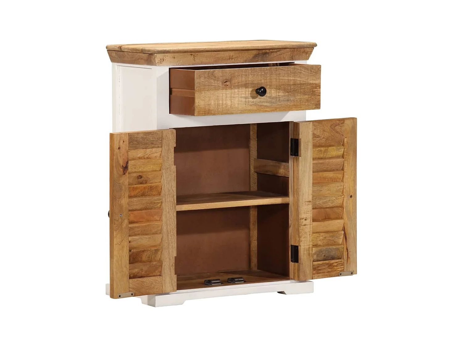Buffet blanc et marron 55x30x73 cm bois de manguier solide brut