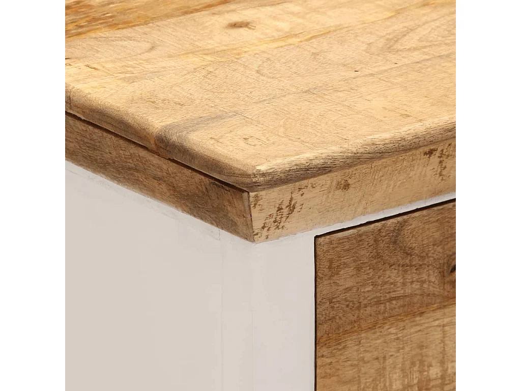 Buffet blanc et marron 55x30x73 cm bois de manguier solide brut