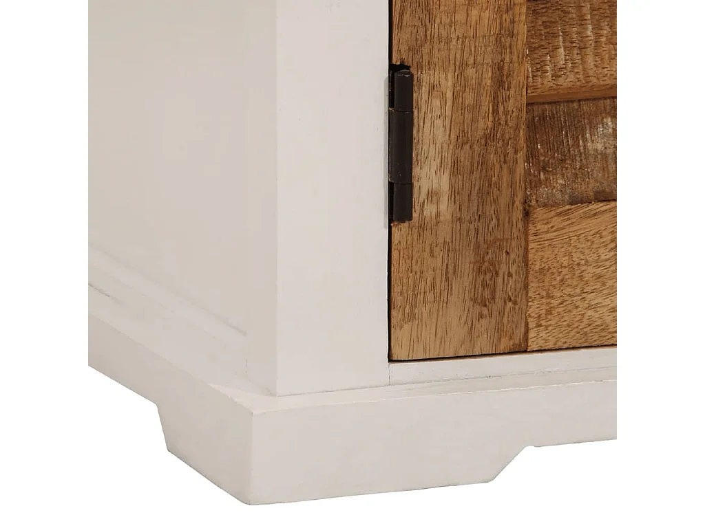 Buffet blanc et marron 55x30x73 cm bois de manguier solide brut