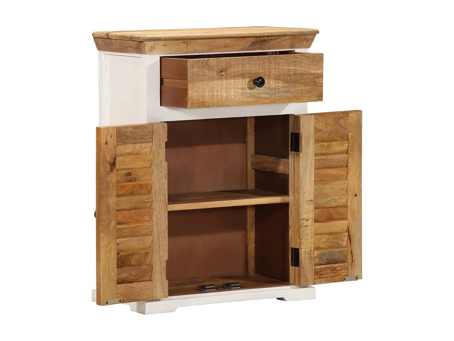 Buffet blanc et marron 55x30x73 cm bois de manguier solide brut