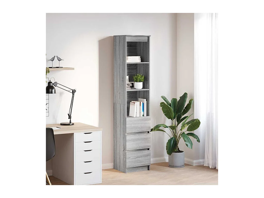 Buffet sonoma gris 37,5x35x180 cm bois d'ingénierie