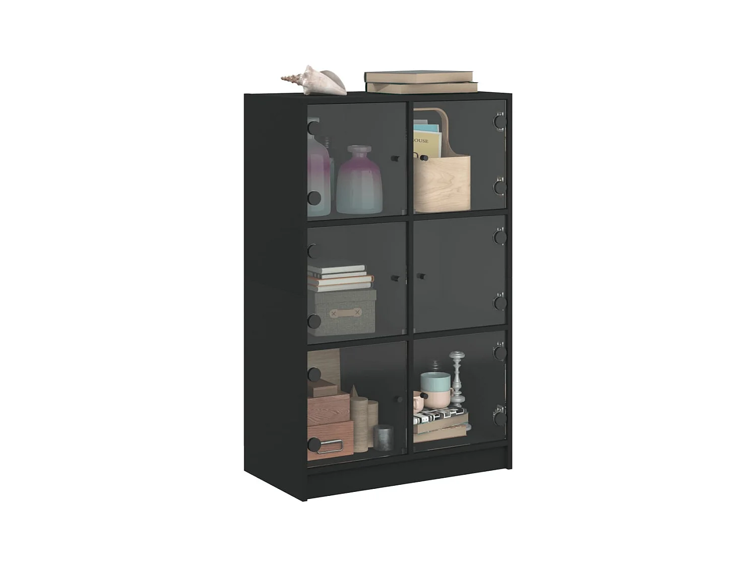 Buffet haut avec portes noir 68x37x109 cm bois d'ingénierie