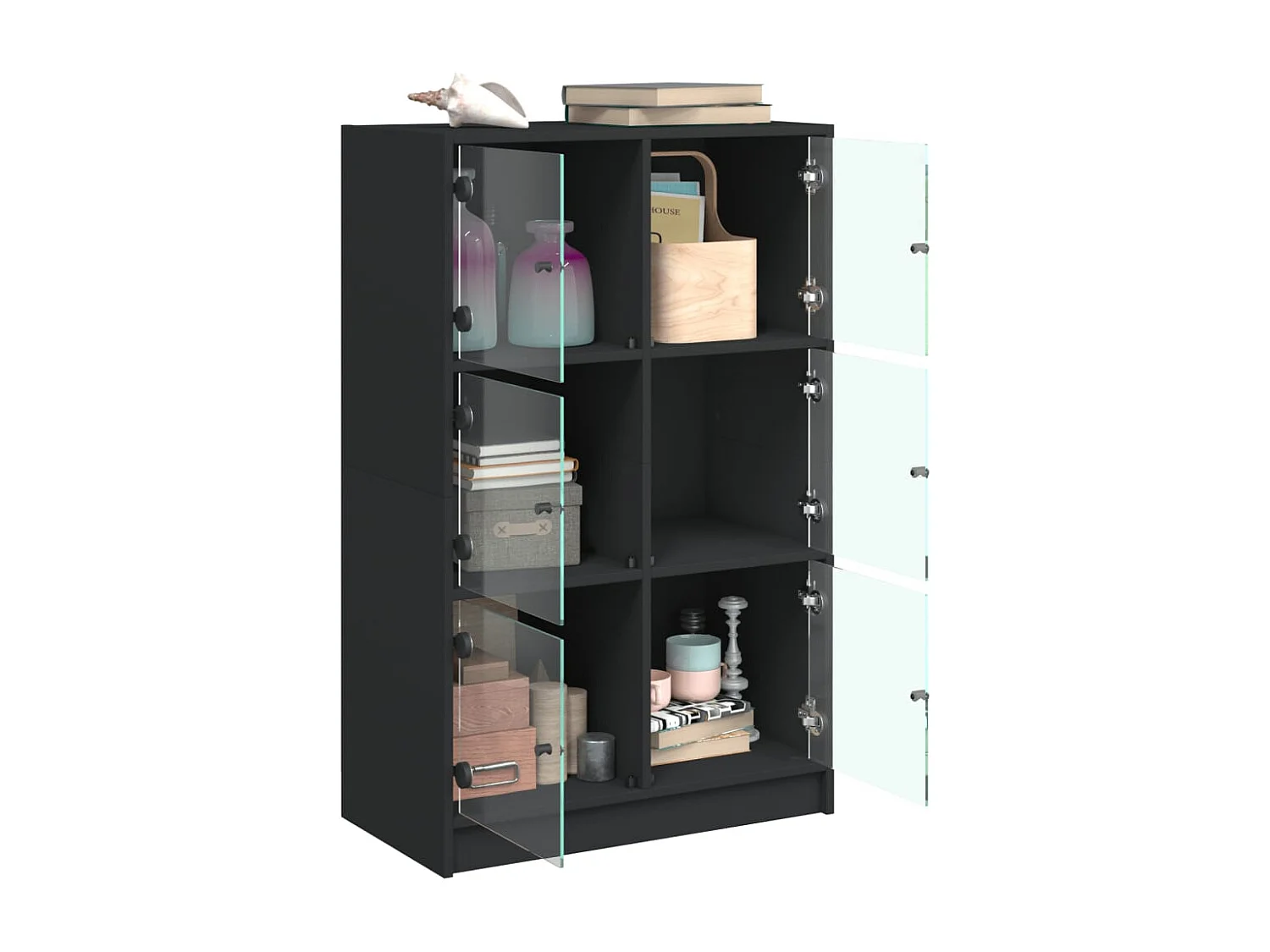 Buffet haut avec portes noir 68x37x109 cm bois d'ingénierie