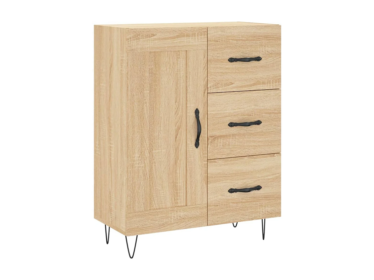 Aparador alto madera contrachapada color roble 69,5x34x180 cm