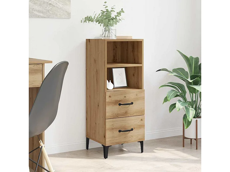 Dressoir artisanaal eikenkleurig 34 x 34,5 x 90 cm Bewerkt hout