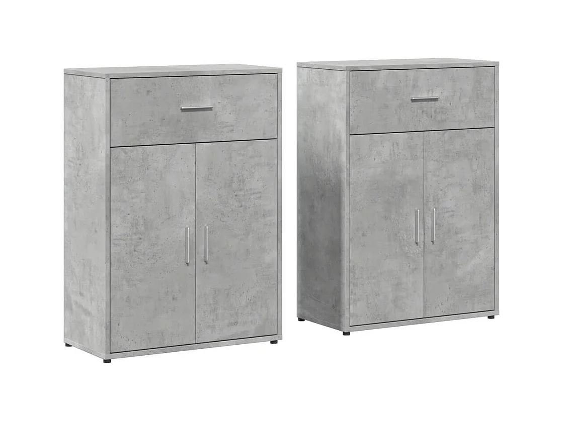Buffets 2 pièces gris béton 60x30x84 cm bois d'ingénierie