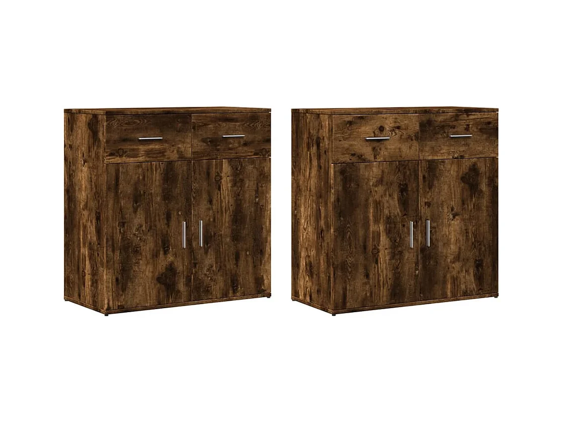 Buffets 2 pièces chêne fumé 79x38x80 cm bois d'ingénierie