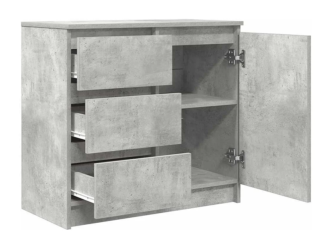 Buffet avec tiroir gris béton 71x35x65 cm bois d'ingénierie