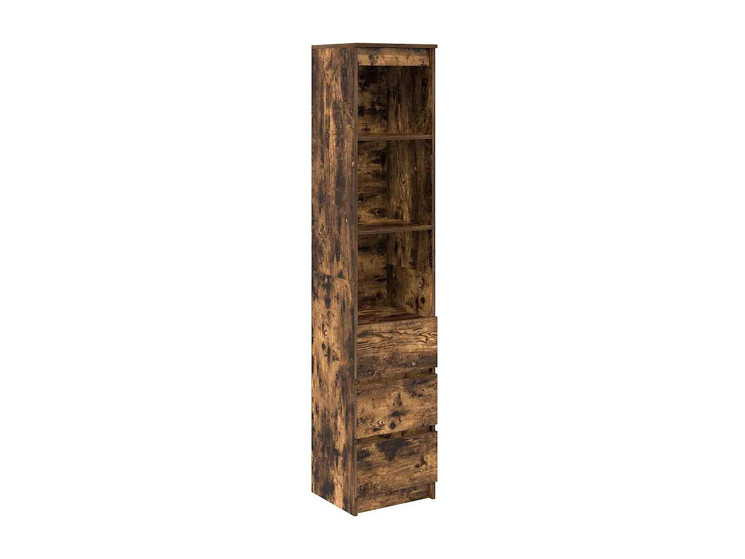 Buffet haut chêne fumé 37,5x35x180 cm bois d'ingénierie