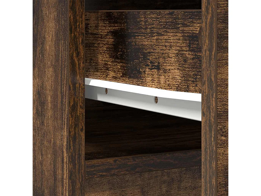 Buffet haut chêne fumé 37,5x35x180 cm bois d'ingénierie