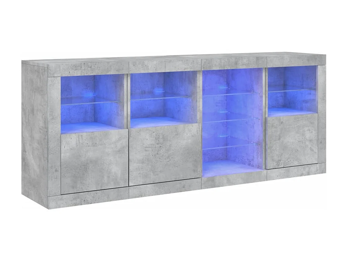 Buffet avec lumières LED gris béton 164x37x67 cm