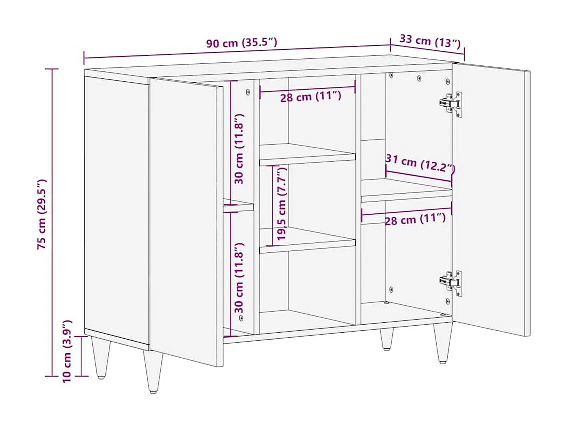 Buffet Blanc 33,5 x 90 x 75 cm