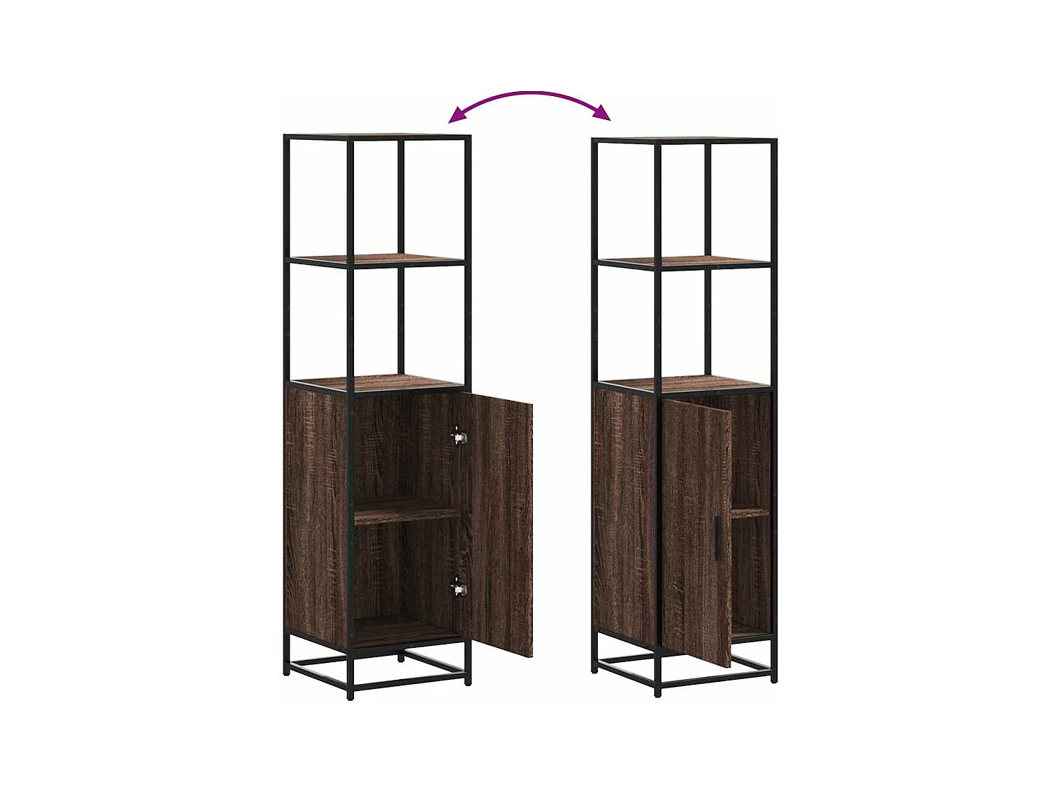 Buffet haut chêne marron 35,5x35x139 cm bois d'ingénierie métal