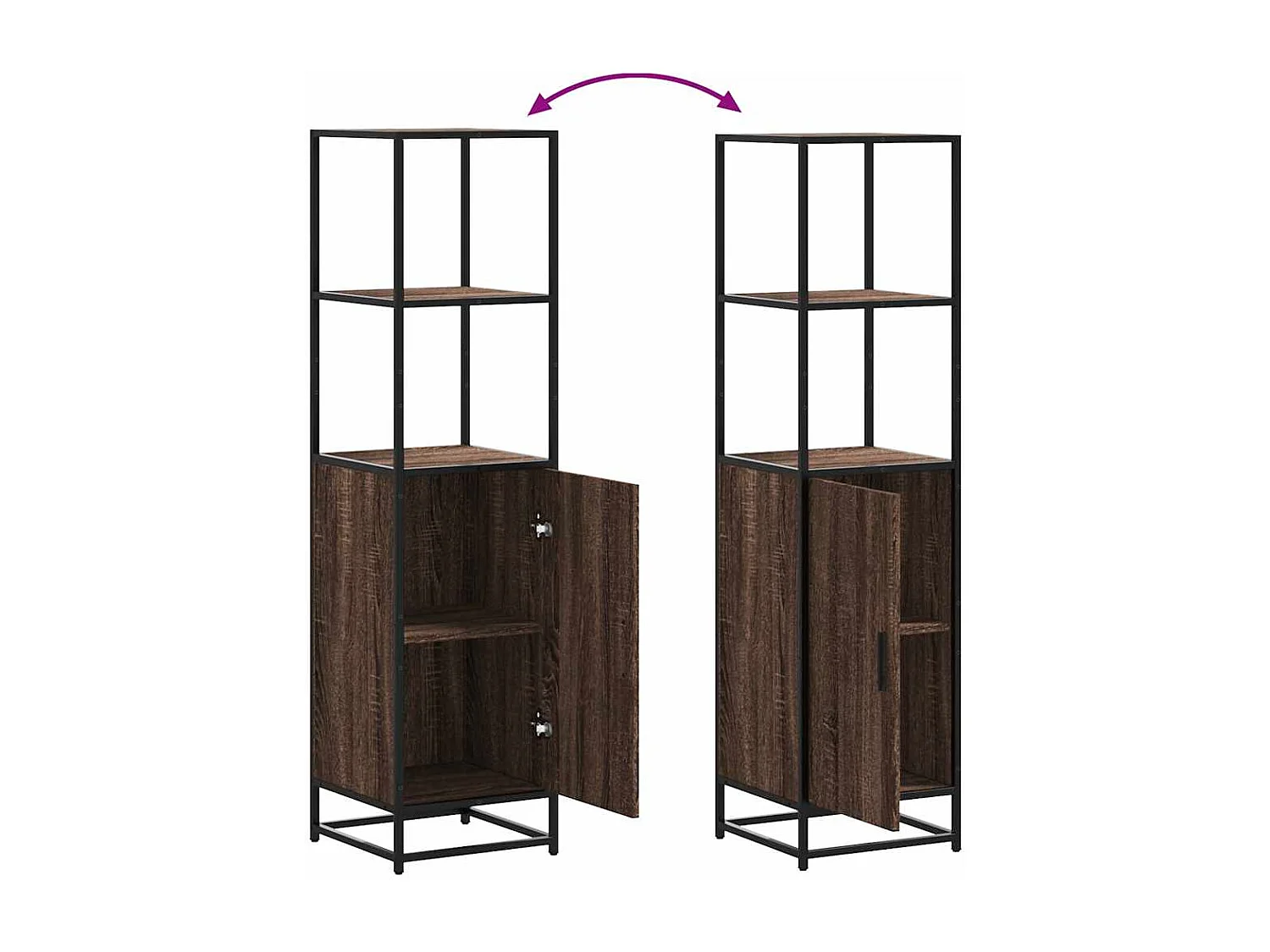 Buffet haut chêne marron 35,5x35x139 cm bois d'ingénierie métal