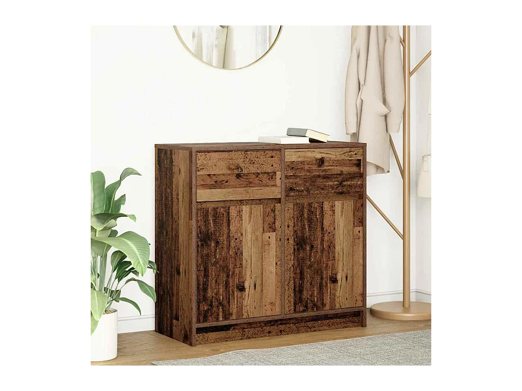 Buffet avec tiroir vieux bois 80x34x76 cm bois d'ingénierie