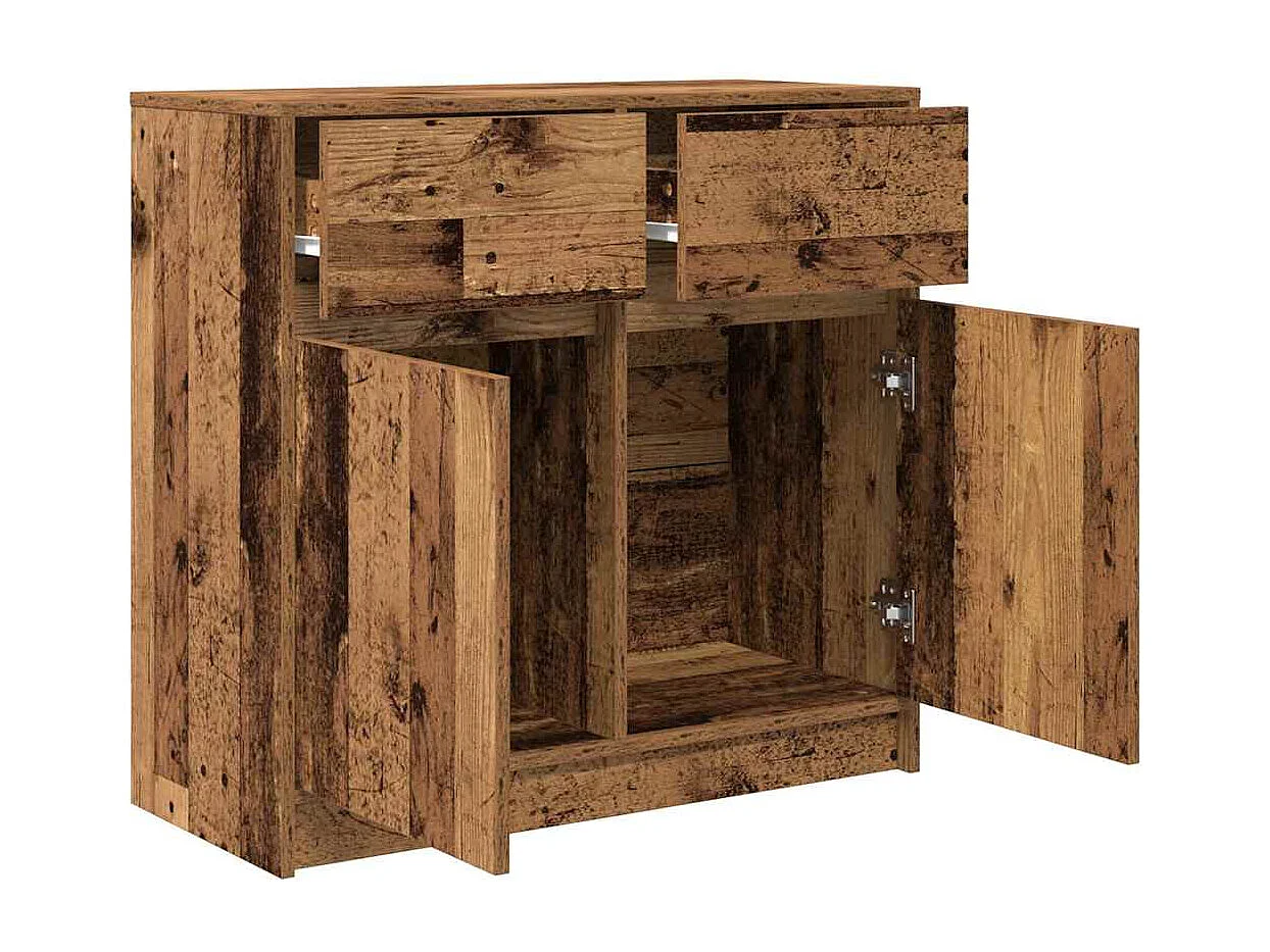 Buffet avec tiroir vieux bois 80x34x76 cm bois d'ingénierie