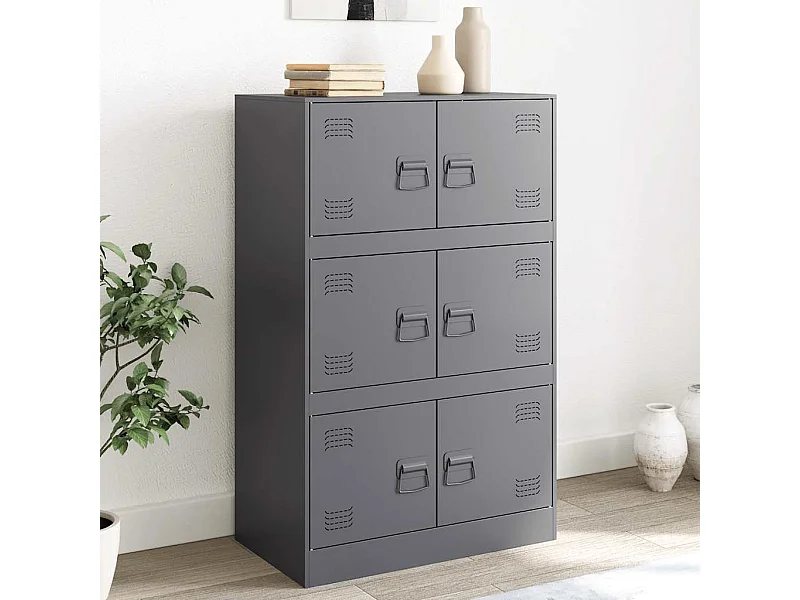 Dressoir 67x39x107 cm staal antracietkleurig