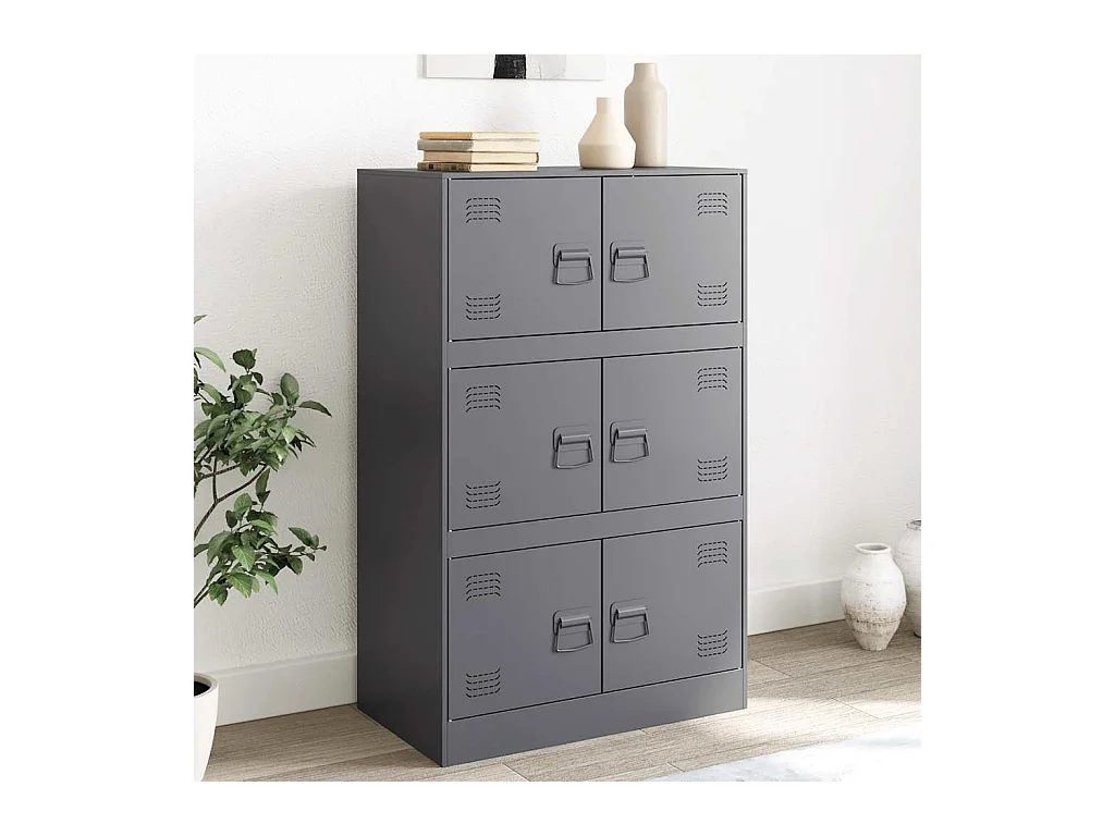 Buffet anthracite 67x39x107 cm acier