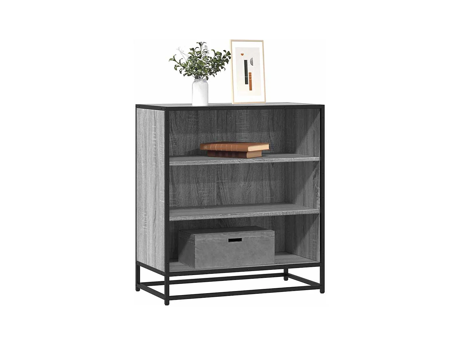 Buffet sonoma gris 68x35x76 cm bois d'ingénierie et métal