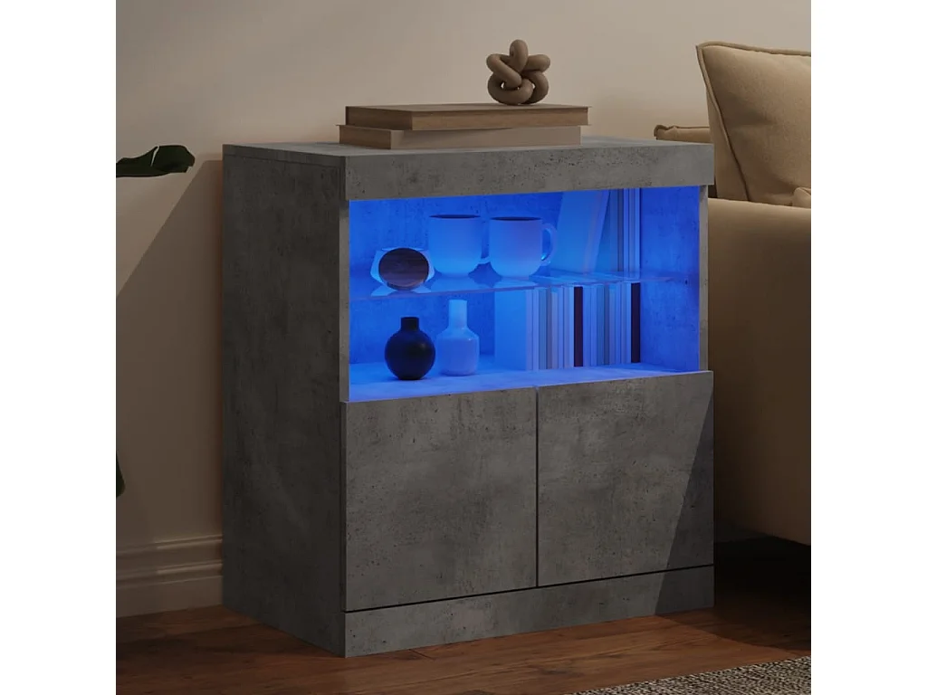 Dressoir met LED-verlichting 60x37x67 cm betongrijs