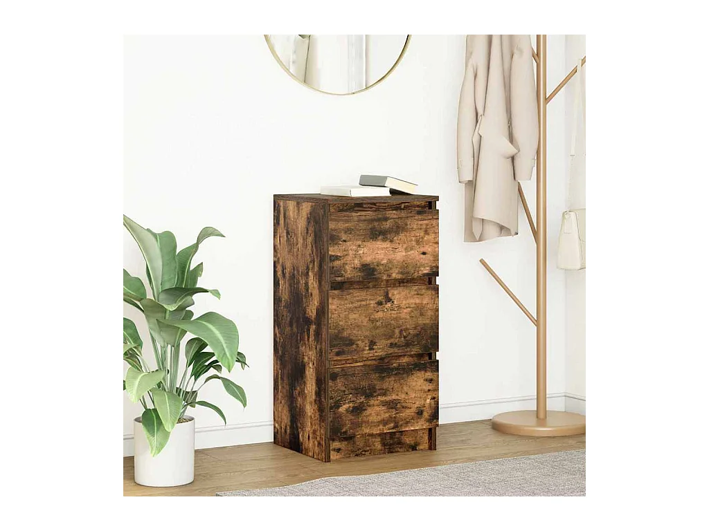 Buffet chêne fumé 37,5x35x76 cm bois d'ingénierie