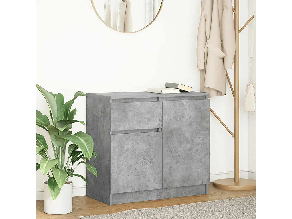 Buffet avec tiroir gris béton 71x35x65 cm bois d'ingénierie