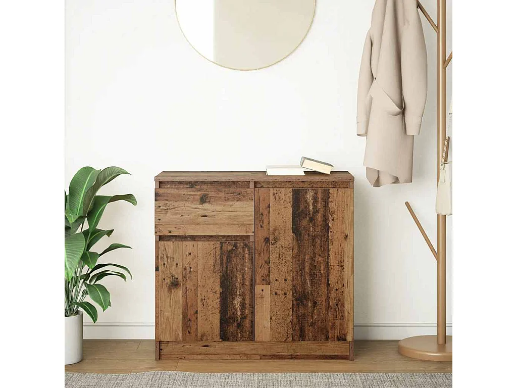 Buffet avec tiroir vieux bois 71x35x65 cm bois d'ingénierie
