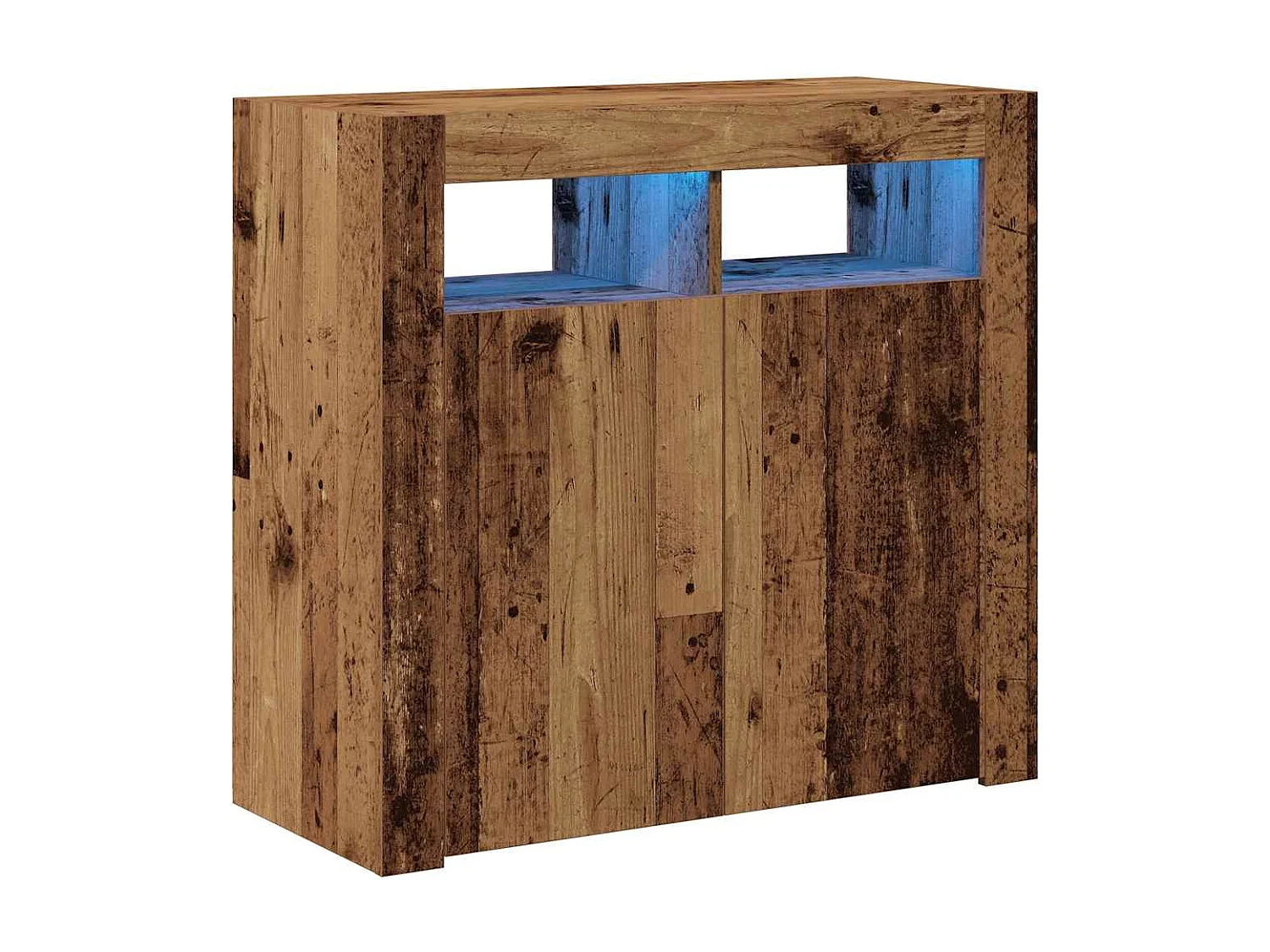 Buffet et lumières LED vieux bois 80x35x75 cm bois d'ingénierie