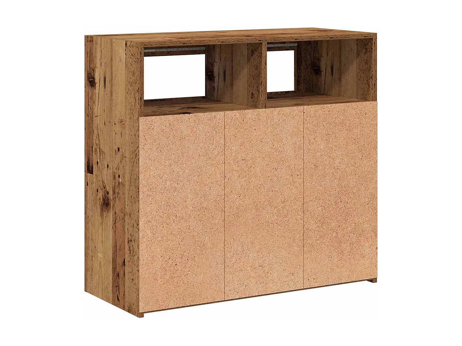 Buffet et lumières LED vieux bois 80x35x75 cm bois d'ingénierie