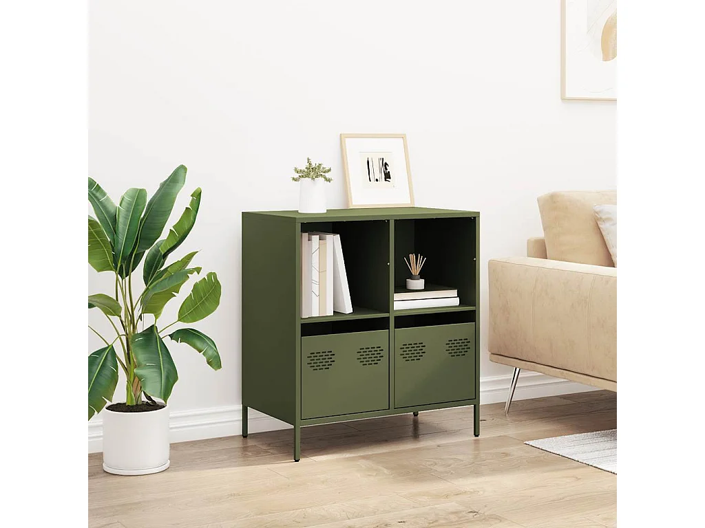 Buffet vert olive 68x39x73,5 cm acier laminé à froid