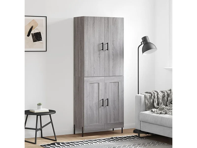 Aparador alto madera contrachapada gris sonoma 69,5x34x180 cm