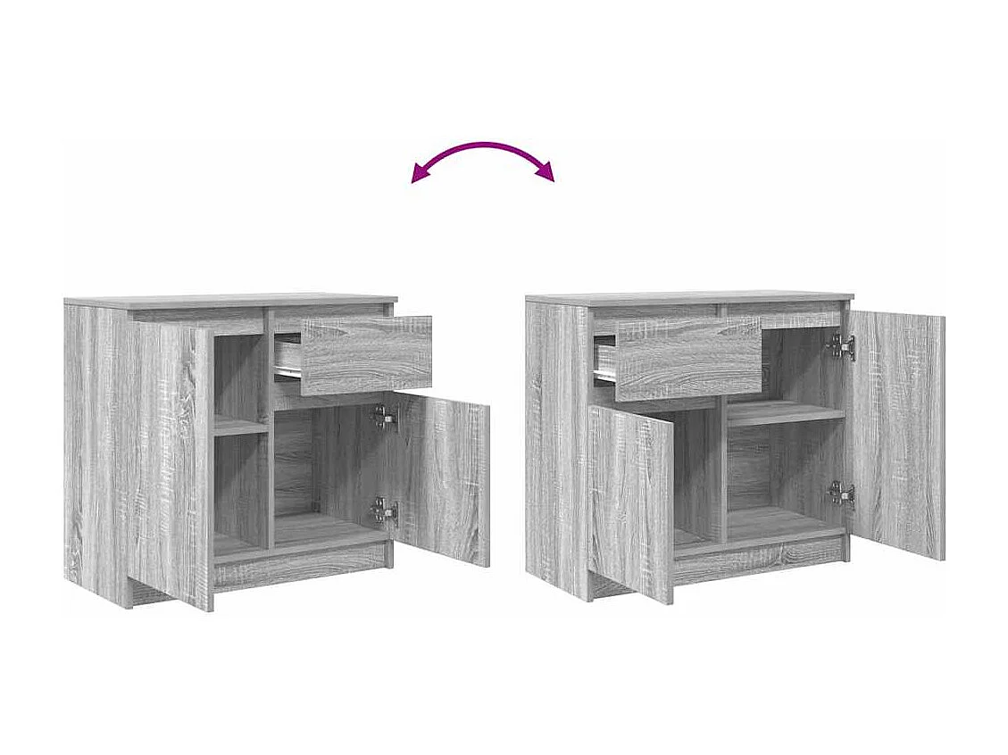 Buffet avec tiroir sonoma gris 71x35x65 cm bois d'ingénierie