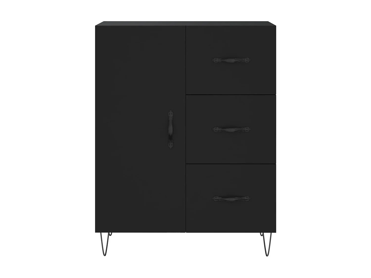 Aparador alto madera contrachapada negro 69,5x34x180 cm