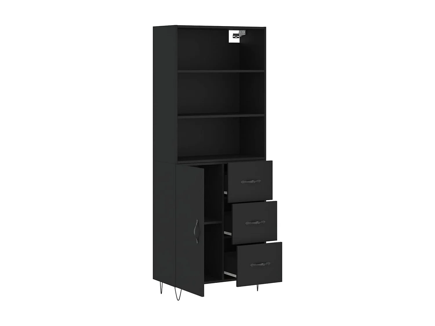 Buffet haut Noir 69,5x34x180 cm Bois d'ingénierie