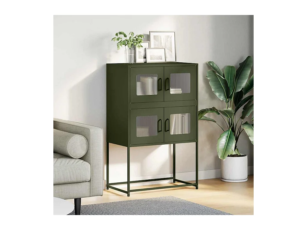 Buffet haut vert olive 68x39x107 cm acier