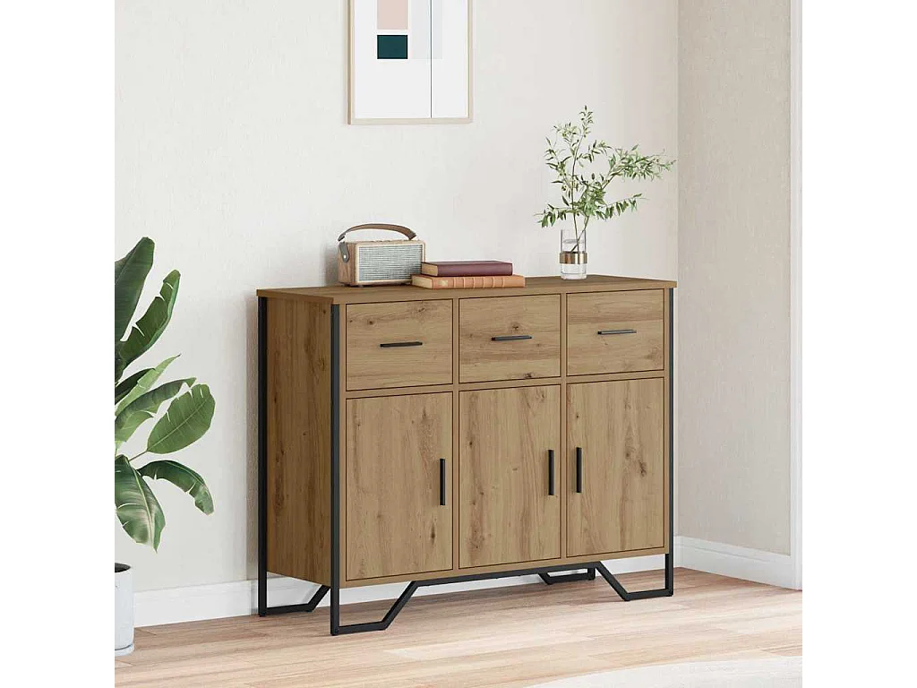 Dressoir artisanaal eikenkleurig 97 x 32,5 x 74,5 cm