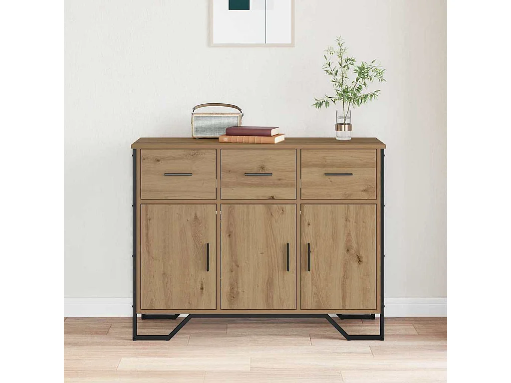 Dressoir artisanaal eikenkleurig 97 x 32,5 x 74,5 cm