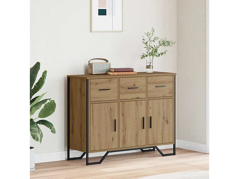 Dressoir artisanaal eikenkleurig 97 x 32,5 x 74,5 cm