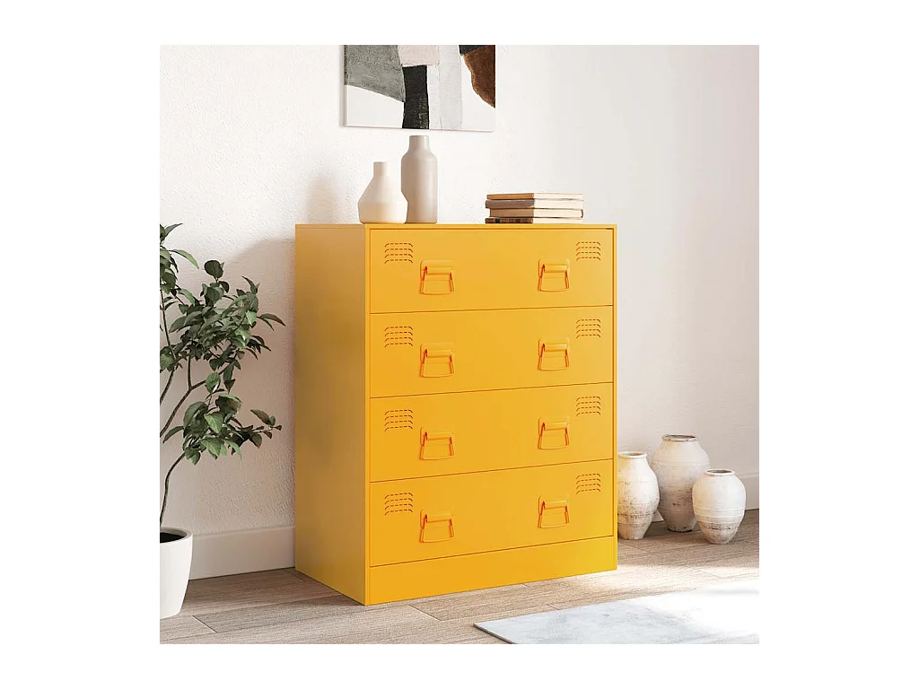 Buffet jaune moutarde 67x39x83 cm acier