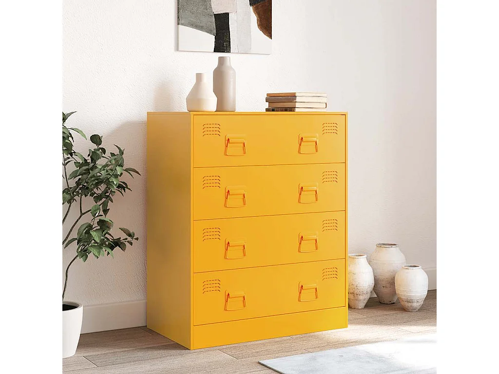 Buffet jaune moutarde 67x39x83 cm acier