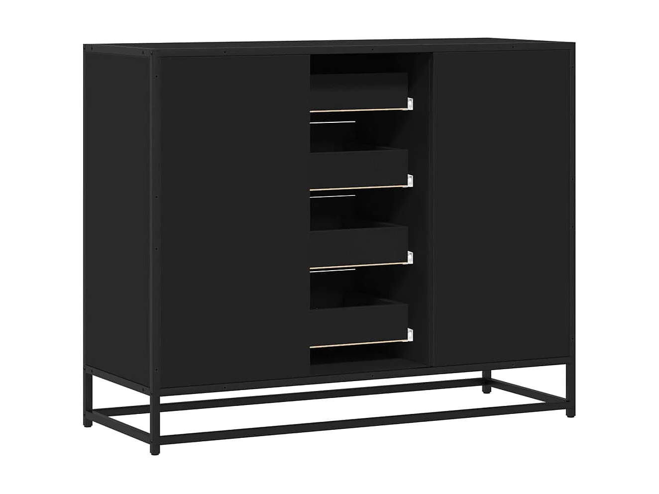 Buffet noir 92x35x76 cm bois d’ingénierie
