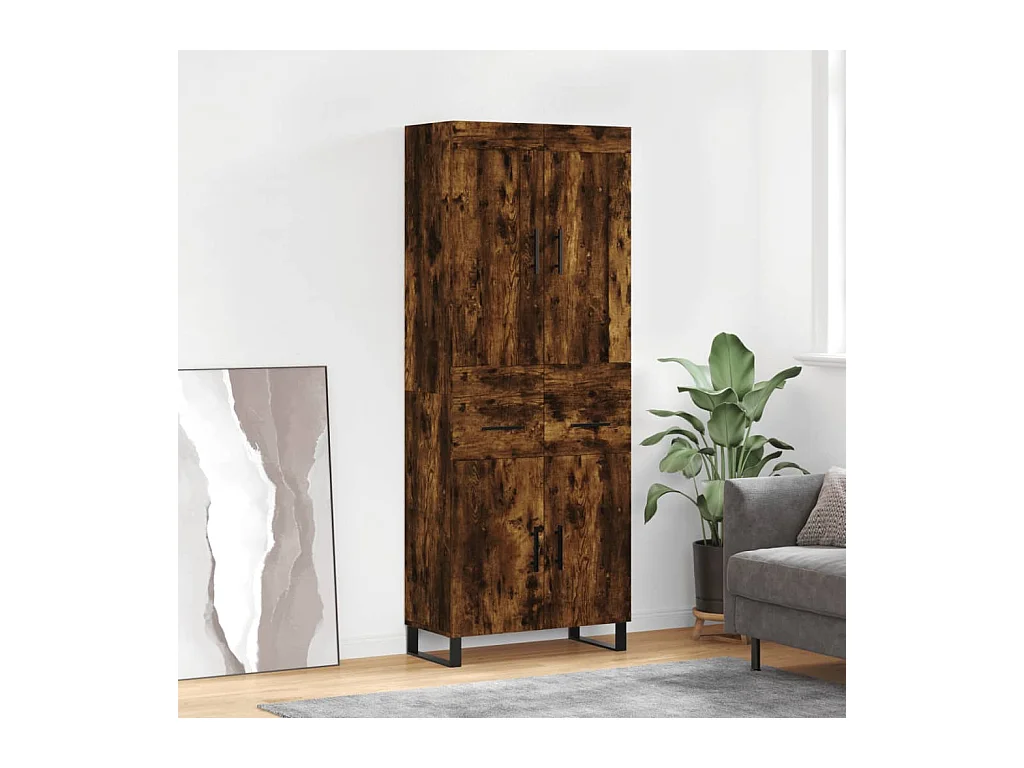 Buffet haut Chêne fumé 69,5x34x180 cm Bois d'ingénierie