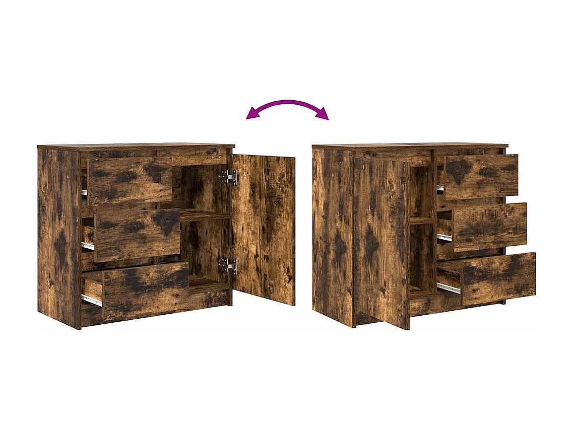 Buffet avec tiroir chêne fumé 71x35x65 cm bois d'ingénierie