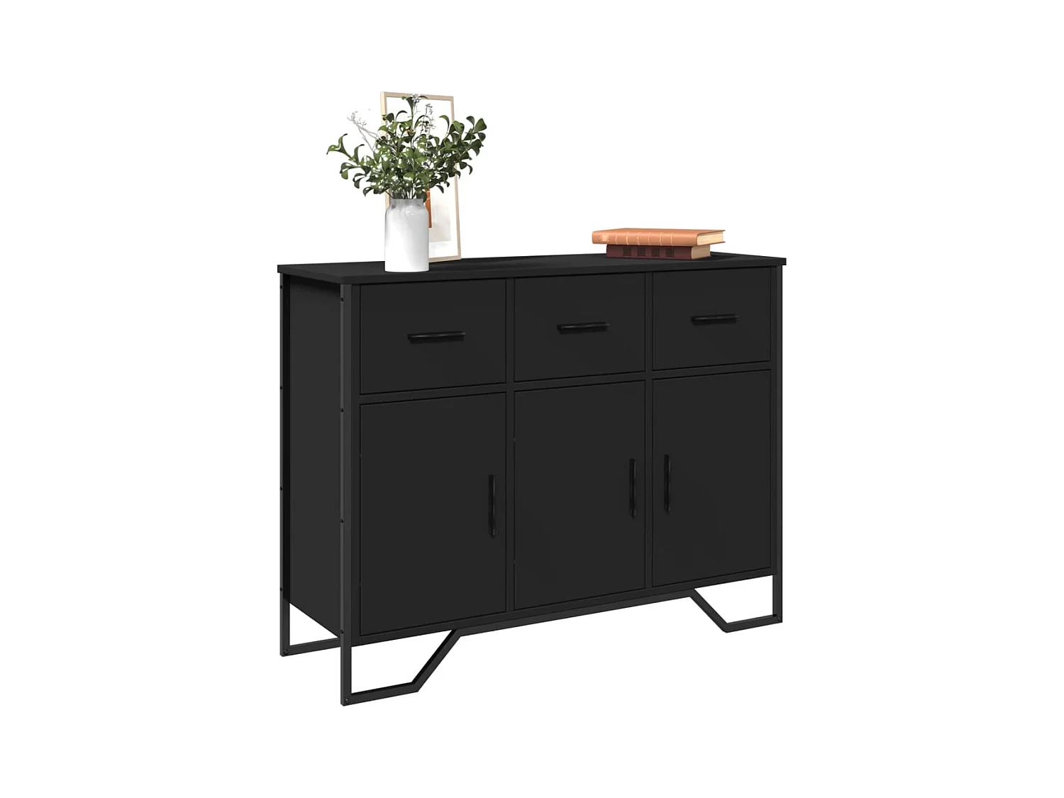 Buffet noir 97x32,5x74,5 cm bois d’ingénierie