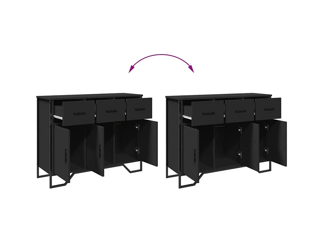 Buffet noir 97x32,5x74,5 cm bois d’ingénierie