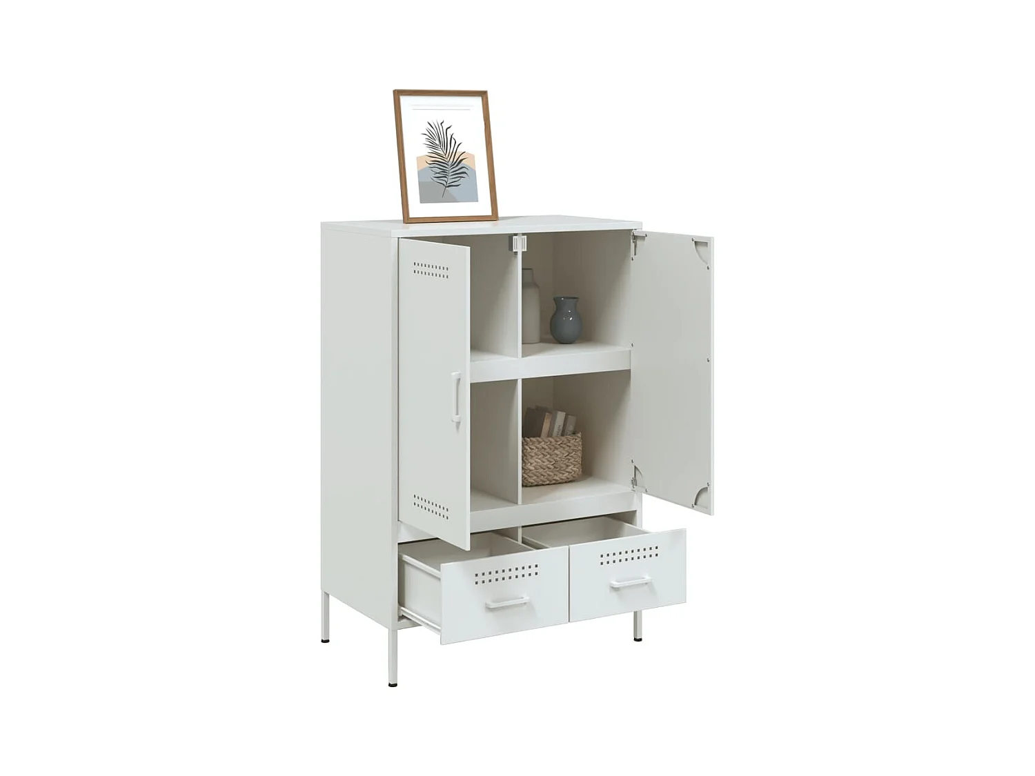 Buffet haut blanc 68x39x101,5 cm acier